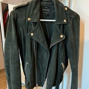 Lucky Brand Suede biker jacket in forest green